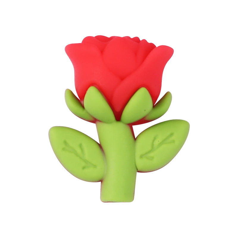 20Pcs Silicone 3D Focal Beads Multi Color Rose Holding Stem 14