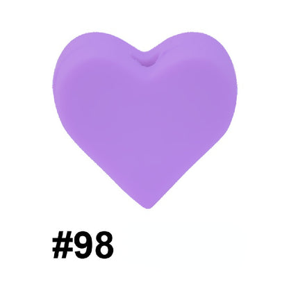 50pcs 14mm Heart Silicone Beads Colorful Diy Teether Accessories 44