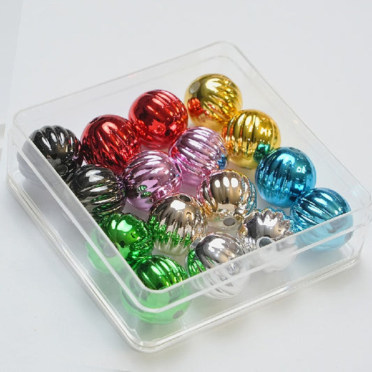 50pcs 14mm Pumpkin Acrylic Beads Silver Gold Black Red Pink Green Blue