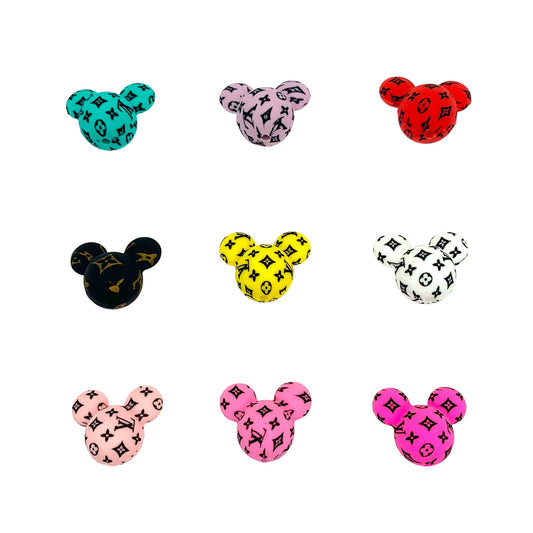 20pcs Mickey Printed LV Silicone Focal Beads