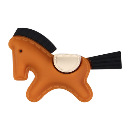 20Pcs Silicone 3D Focal Beads Brown Yellow Pony Side Profile 13