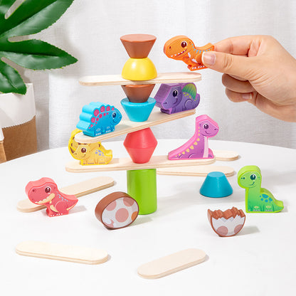 Wooden Dinosaur Building Blocks Balanced Assembly Educational Toy 2