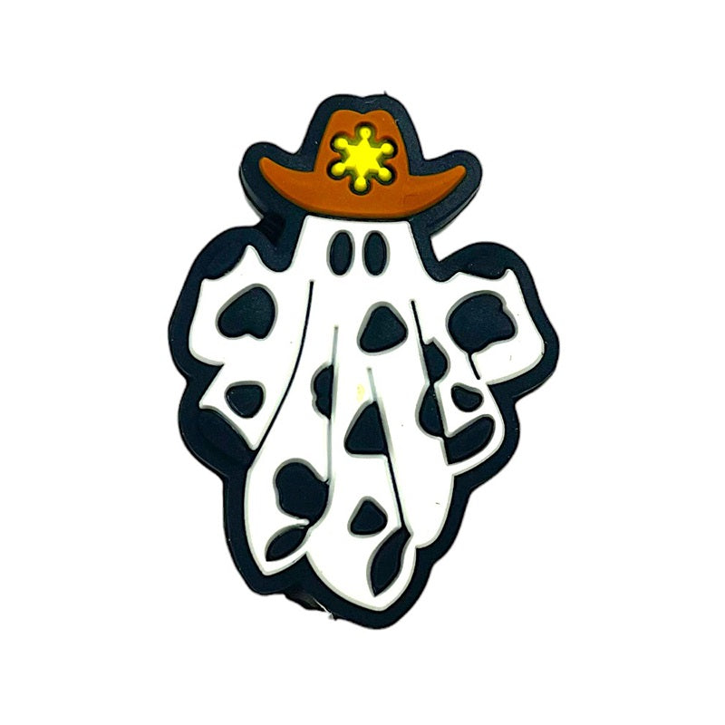 20pcs Silicone Focal Beads Halloween Cowboy Ghost Wearing Cowboy Hat