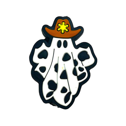 20pcs Silicone Focal Beads Halloween Cowboy Ghost Wearing Cowboy Hat