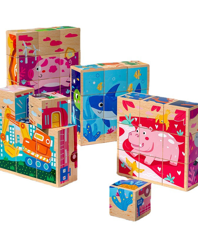 Wooden Building Blocks Animal Traffic Educational Toy 5