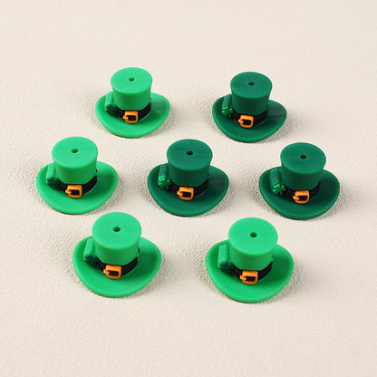Silicone 3D Focal Beads St Patrick Day Green Lucky Cap With Clover Detail