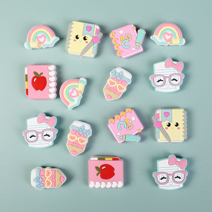 20Pcs Silicone Focal Beads Q Version Learning Stationery Assorted Shapes 7