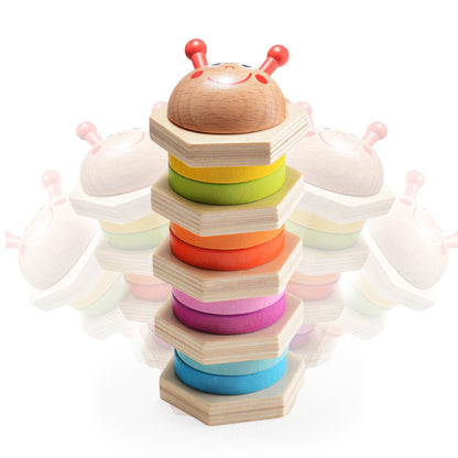 Wooden Caterpillar Matching Column Montessori Toy for Toddlers