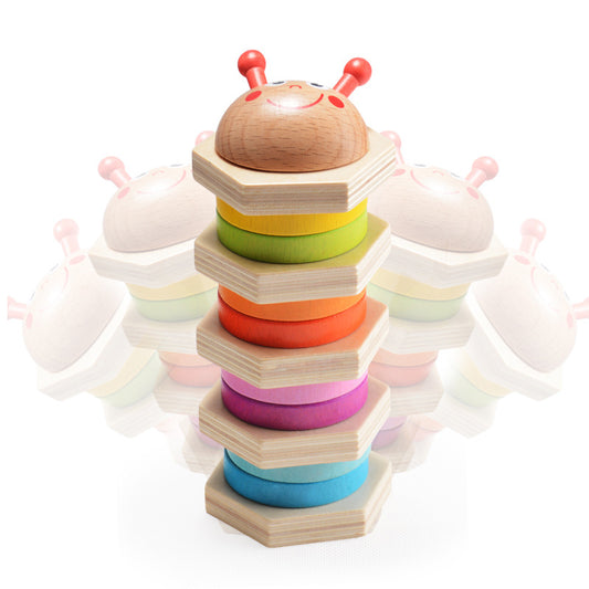 Wooden Caterpillar Matching Column Montessori Toy for Toddlers