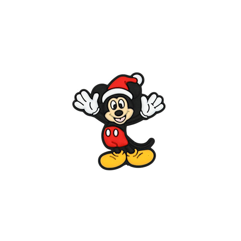 20Pcs Silicone Focal Beads Round Ear Mouse Character with Santa Hat