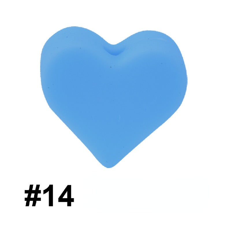 50pcs 14mm Heart Silicone Beads Colorful Diy Teether Accessories 13