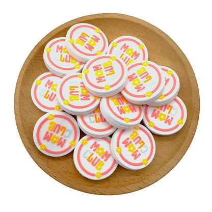 20pcs Silicone Focal Beads Mom Club Flower Circle Design 2