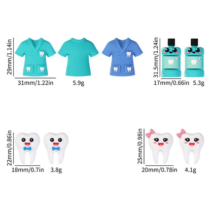20Pcs Silicone 3D Focal Beads Dentist Mouthwash Teeth and Uniforms 10