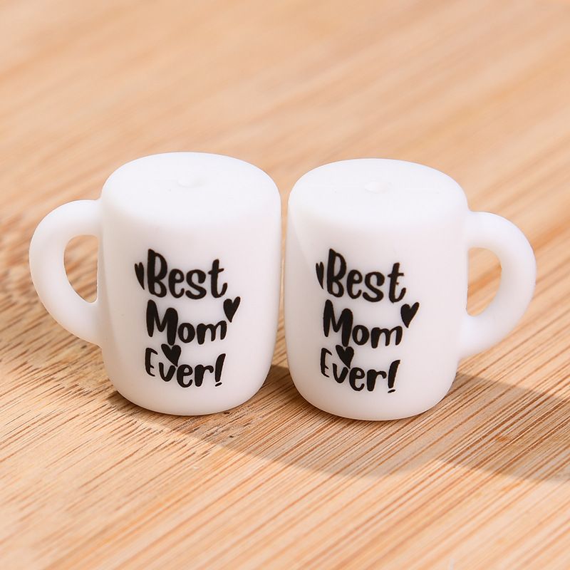 50pcs Silicone Focal Beads Cup Printed Design 9