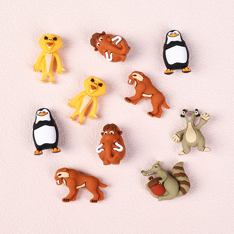 20Pcs Silicone 3D Focal Beads Penguin Animal Characters Set 2