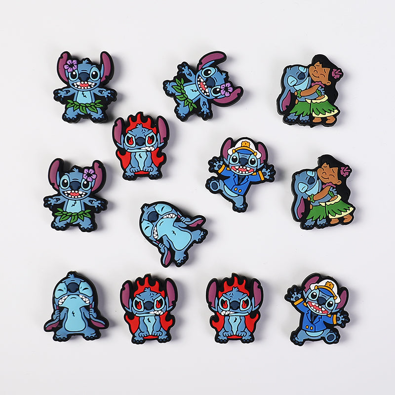 20Pcs Silicone Focal Beads Blue Alien Character Large Ears Variety 4