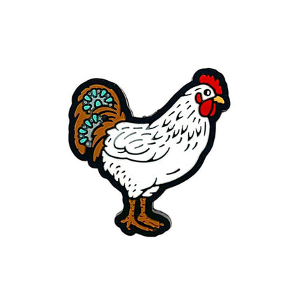 Silicone Focal Beads Chicken with Turquoise Tail Feather Detail 2