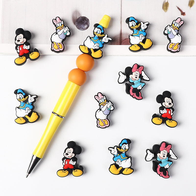 20Pcs Silicone Focal Beads Round Ear Mouse Character Hands on Hips Pose 4
