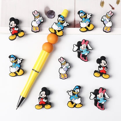20Pcs Silicone Focal Beads Round Ear Mouse Character Hands on Hips Pose 4