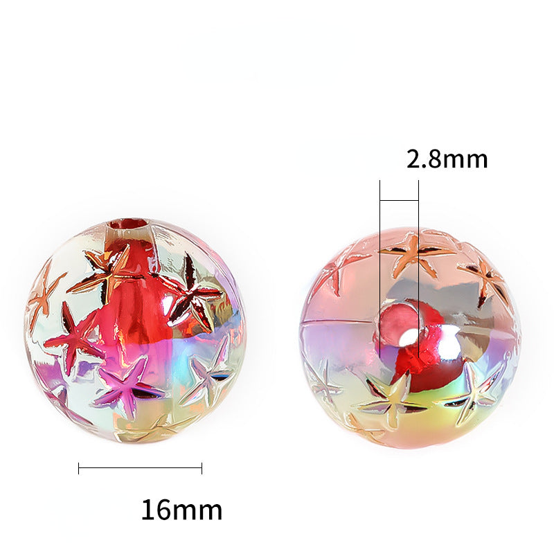30pcs 16mm Five-Pointed Star Acrylic Beads Dyed Core for Jewelry Making 2