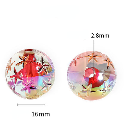 30pcs 16mm Five-Pointed Star Acrylic Beads Dyed Core for Jewelry Making 2