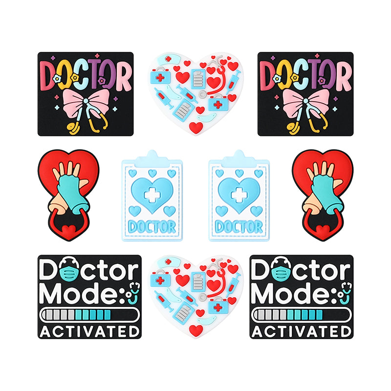 20Pcs Silicone Focal Beads Doctor Medical Heart Clipboard Detail