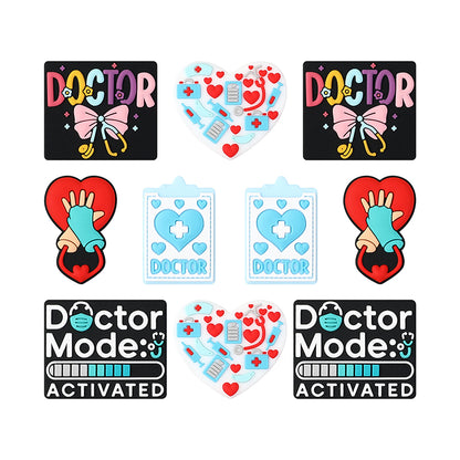 20Pcs Silicone Focal Beads Doctor Medical Heart Clipboard Detail