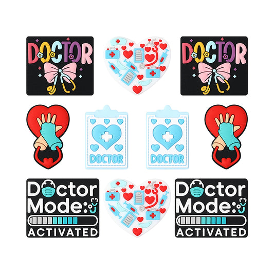 20Pcs Silicone Focal Beads Doctor Medical Heart Clipboard Detail