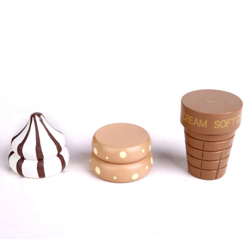 Wooden Pretend Play Magnetic Ice Cream Toy for Kids 4