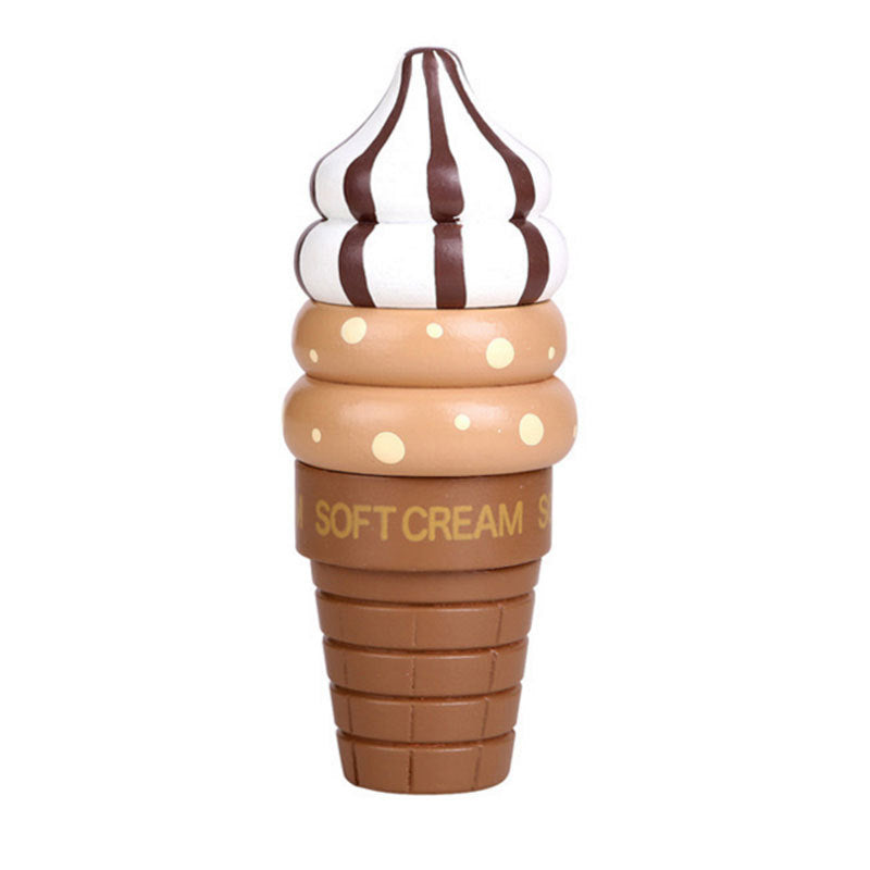 Wooden Pretend Play Magnetic Ice Cream Toy for Kids 3