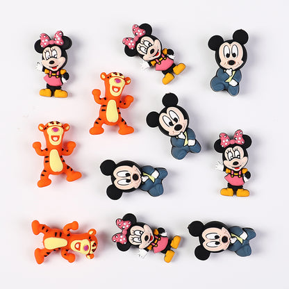 20Pcs Silicone 3D Focal Beads Round Ear Mouse Character with Bow and Orange Tiger Pose 4