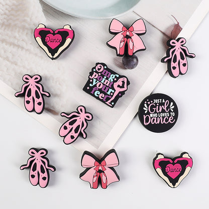 20Pcs Silicone Focal Beads Dance Theme Stand on Tiptoe Design 3