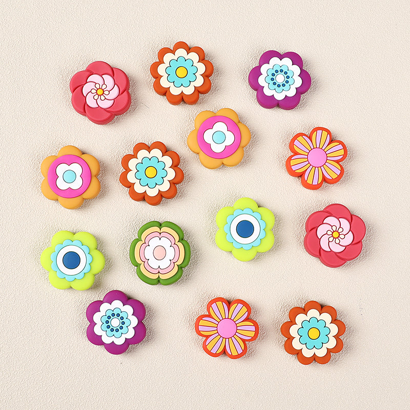 Silicone Focal Beads Bohemian Seven Flowers Layered Petal Detail 5