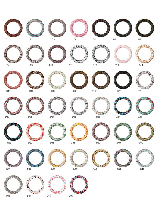 65mm Printed Silicone Beads Ring Shape Printed Design