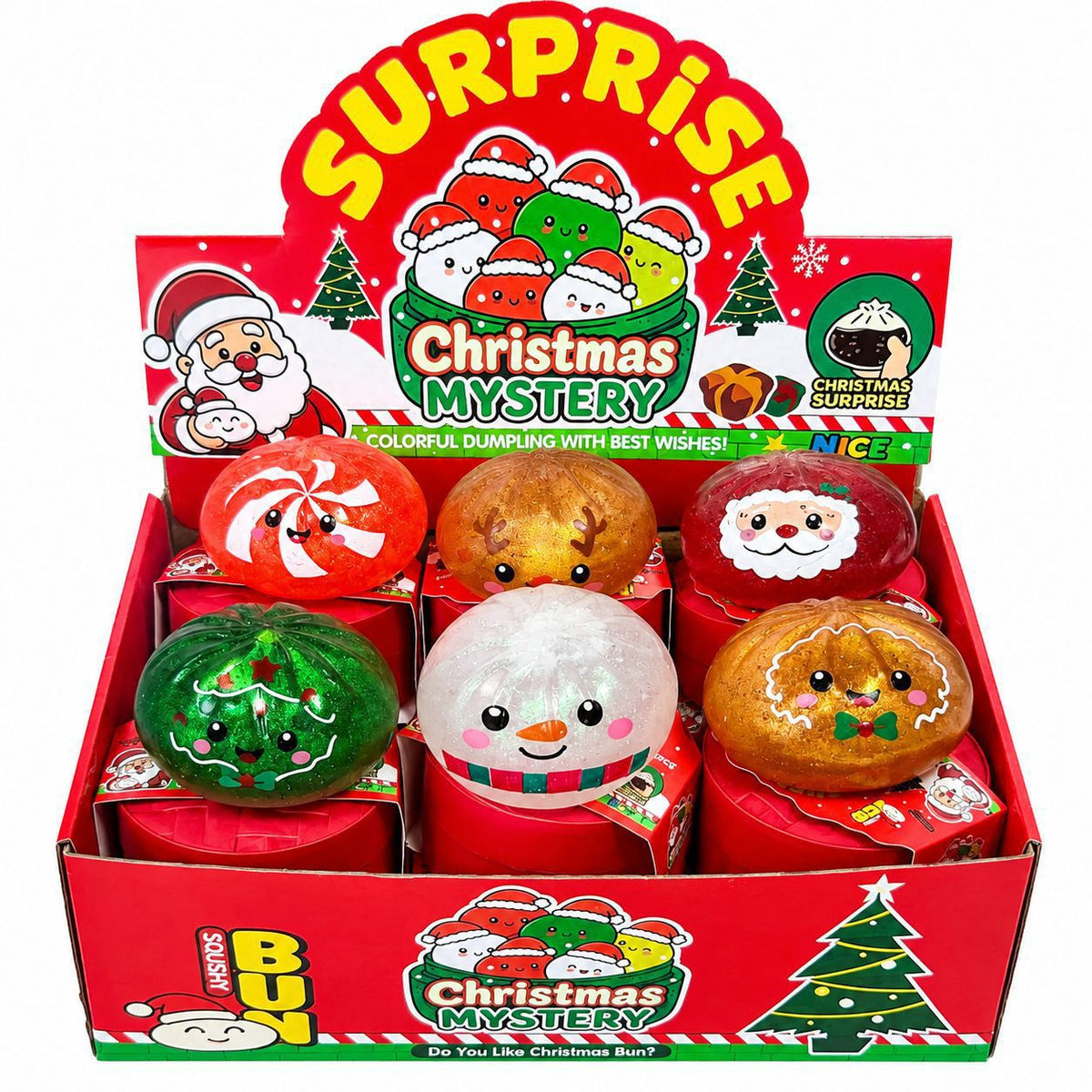 12 Pack Christmas Squishy Dumpling Jelly TPR Sensory Toy Set 6