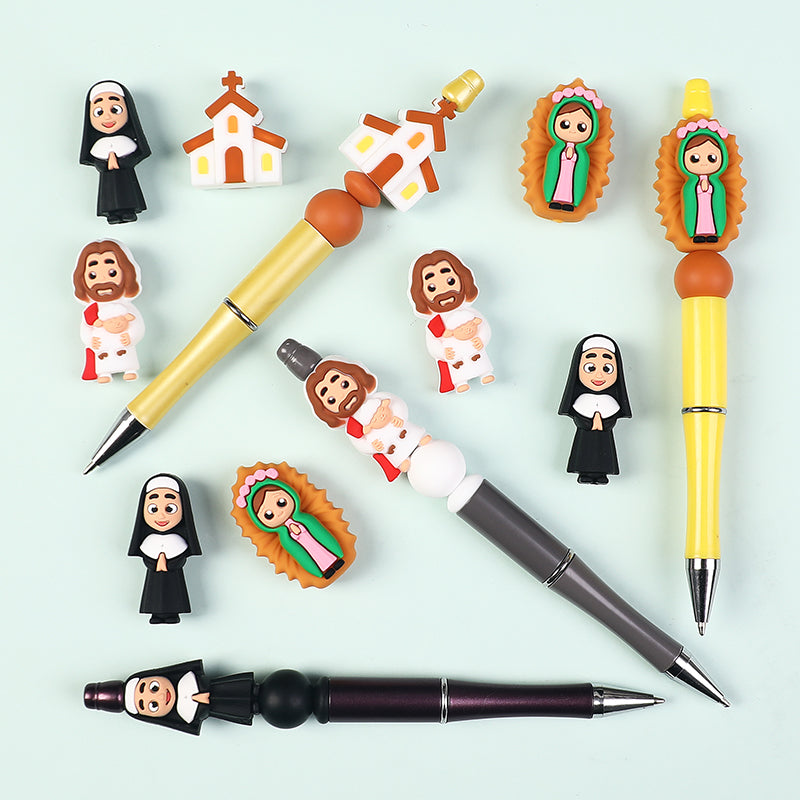 20Pcs Silicone 3D Focal Beads Religious Church Nun Jesus Mary Collection 6