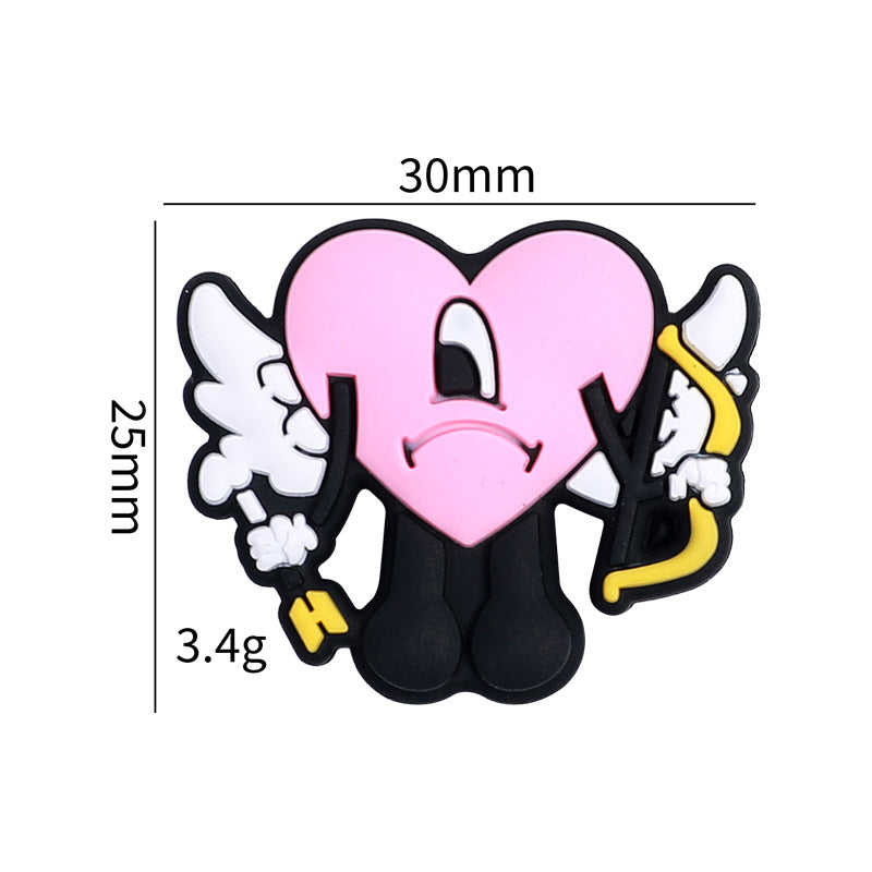 20pcs Silicone Focal Beads Heart Archer Holding Bow and Wing 5