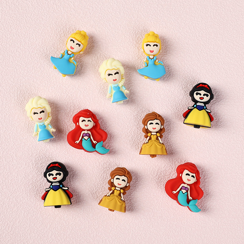 Silicone 3D Focal Beads Princess Girl Round Smiling Face 5