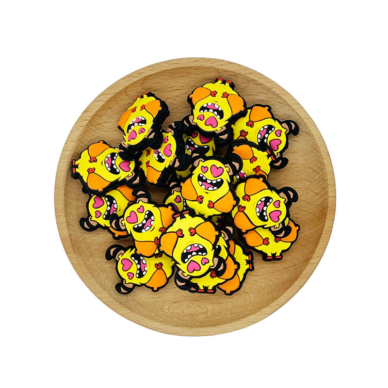 20pcs Silicone Focal Beads Yellow Monster Side Profile 2