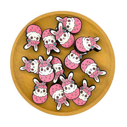 Silicone Focal Beads Easter Pink Shattered Rabbit Shell 2
