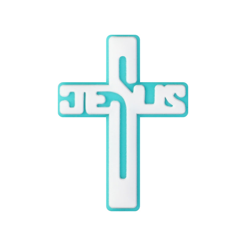 20Pcs Silicone Focal Beads Bible Cross Cutout Center Design 13