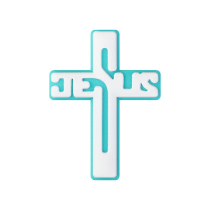 20Pcs Silicone Focal Beads Bible Cross Cutout Center Design 13