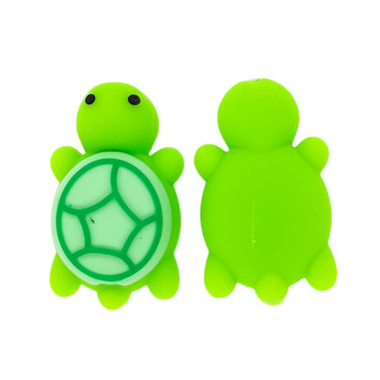 Silicone 3D Focal Beads Cute Little Green Turtle Front Facing