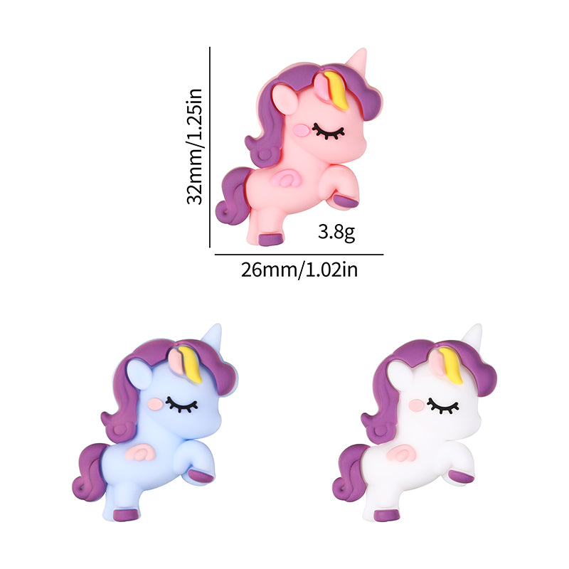 20Pcs Silicone 3D Focal Beads Unicorn Sleeping Pose 9