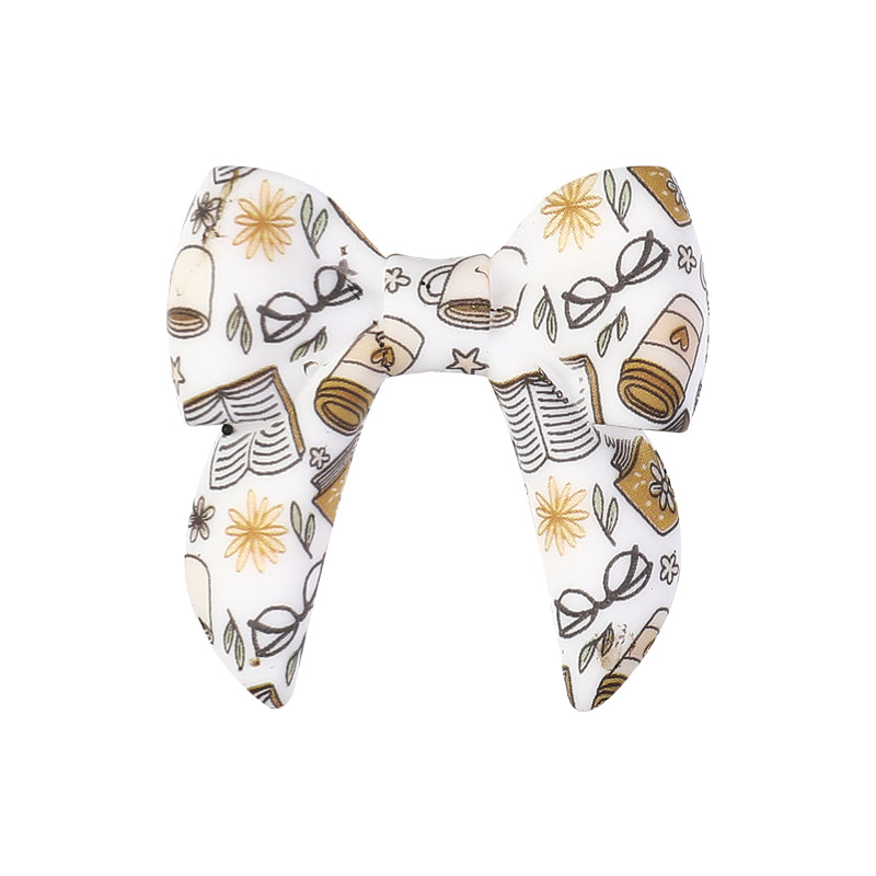 10Pcs Silicone 3D Focal Beads Colorful Bow Printed Shape 27