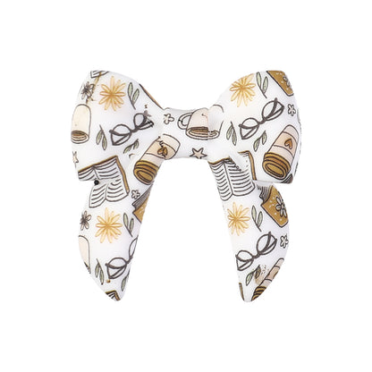 10Pcs Silicone 3D Focal Beads Colorful Bow Printed Shape 27