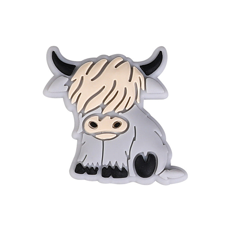 Silicone Focal Beads Highland Cow Catter Sitting Pose 6