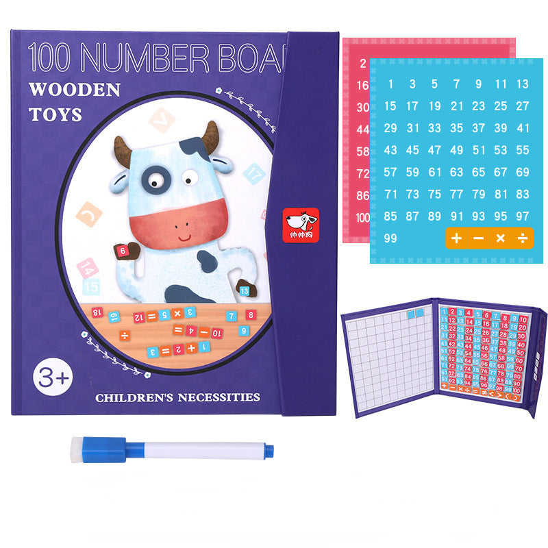 Wooden Montessori Toys Magnetic Hundred Numbers Plate for Kids 2