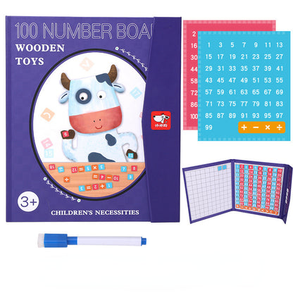 Wooden Montessori Toys Magnetic Hundred Numbers Plate for Kids 2