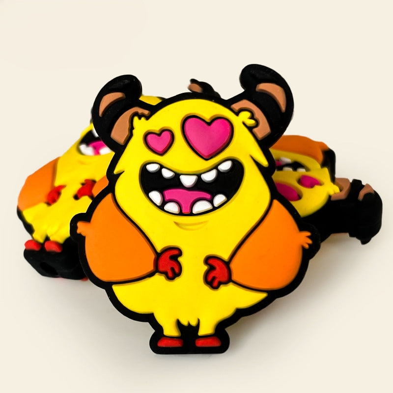 20Pcs Silicone Focal Beads Chicken Cow Cartoon Image Yellow Design